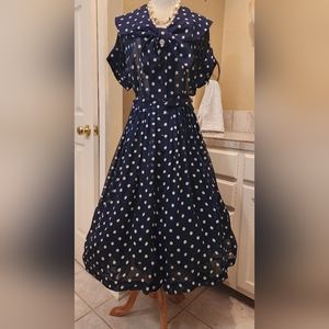 1960's Navy and white dress